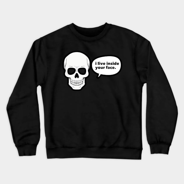 Skull I Live Inside Your Face Bones Funny Halloween Crewneck Sweatshirt by markz66